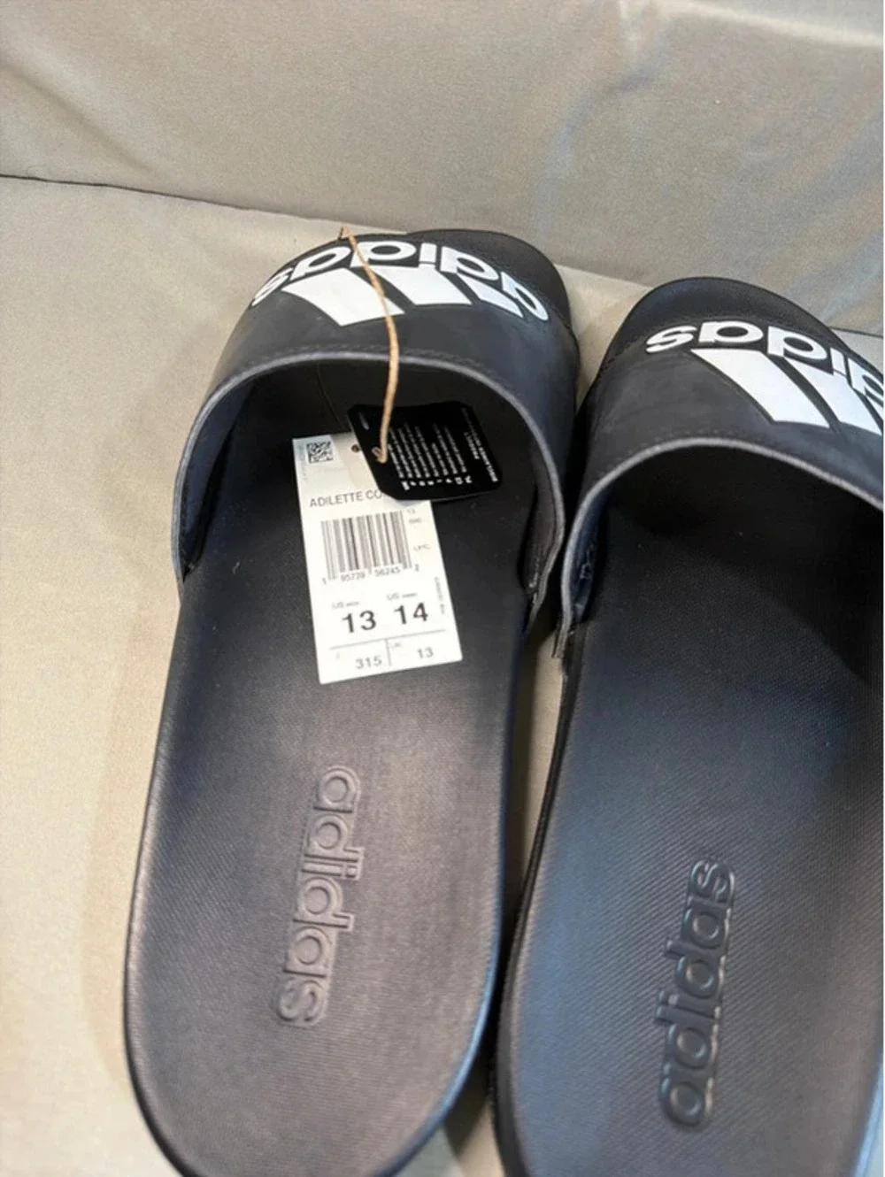 Adidas Adilette Shower Slides Men's 13/Women’s 14 Black/White GY1945 New Logo